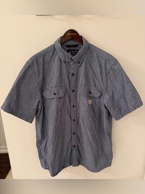 Carhartt Short-Sleeve Button-Down Work Shirt in Light Blue